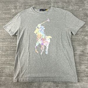 Polo Ralph Lauren TShirt Watercolor Big Pony Logo Gray Graphic Tee Size M